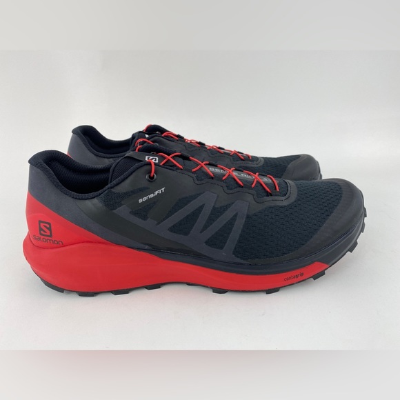 Salomon Sense Ride 4 Black Red Men's Trail Running Shoes Sneakers Goji Berry - Picture 5 of 11